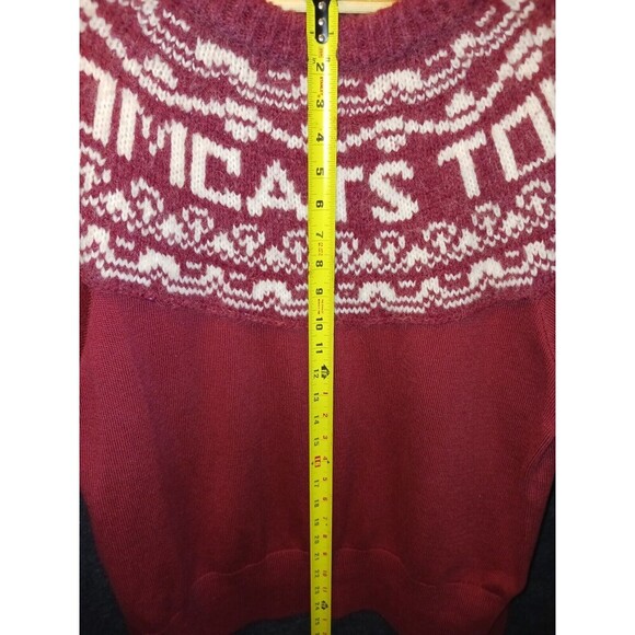 Current Elliott Alpaca Wool Blend Red &‎ Cream Tomcats Fair Isle Sweater Size 1 - Picture 8 of 9